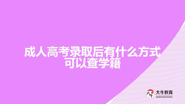 成人高考录取后有什么方式可以查学籍