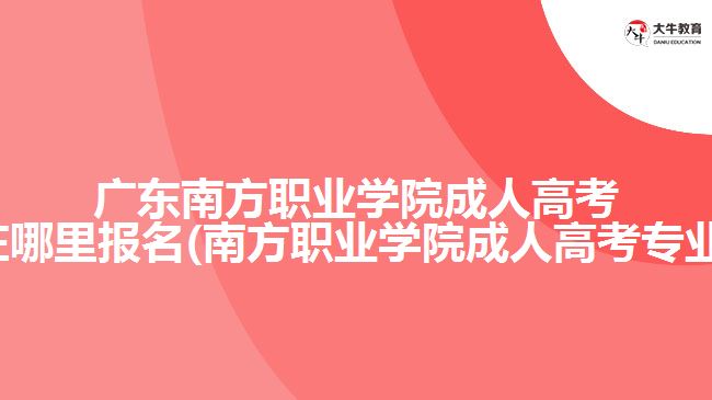 广东南方职业学院成人高考在哪里报名(南方职业学院成人高考专业)