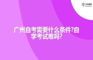 广州自考需要什么条件?自学考试难吗?