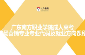 广东南方职业学院成人高考专科市场营销专业专业代码及就业方向课程介绍
