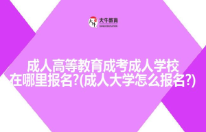 成人高等教育成考成人学校在哪里报名?(成人大学怎么报名?)