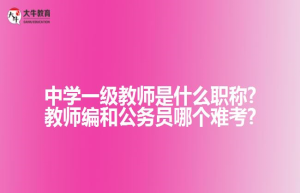 中学一级教师是什么职称?教师编和公务员哪个难考?